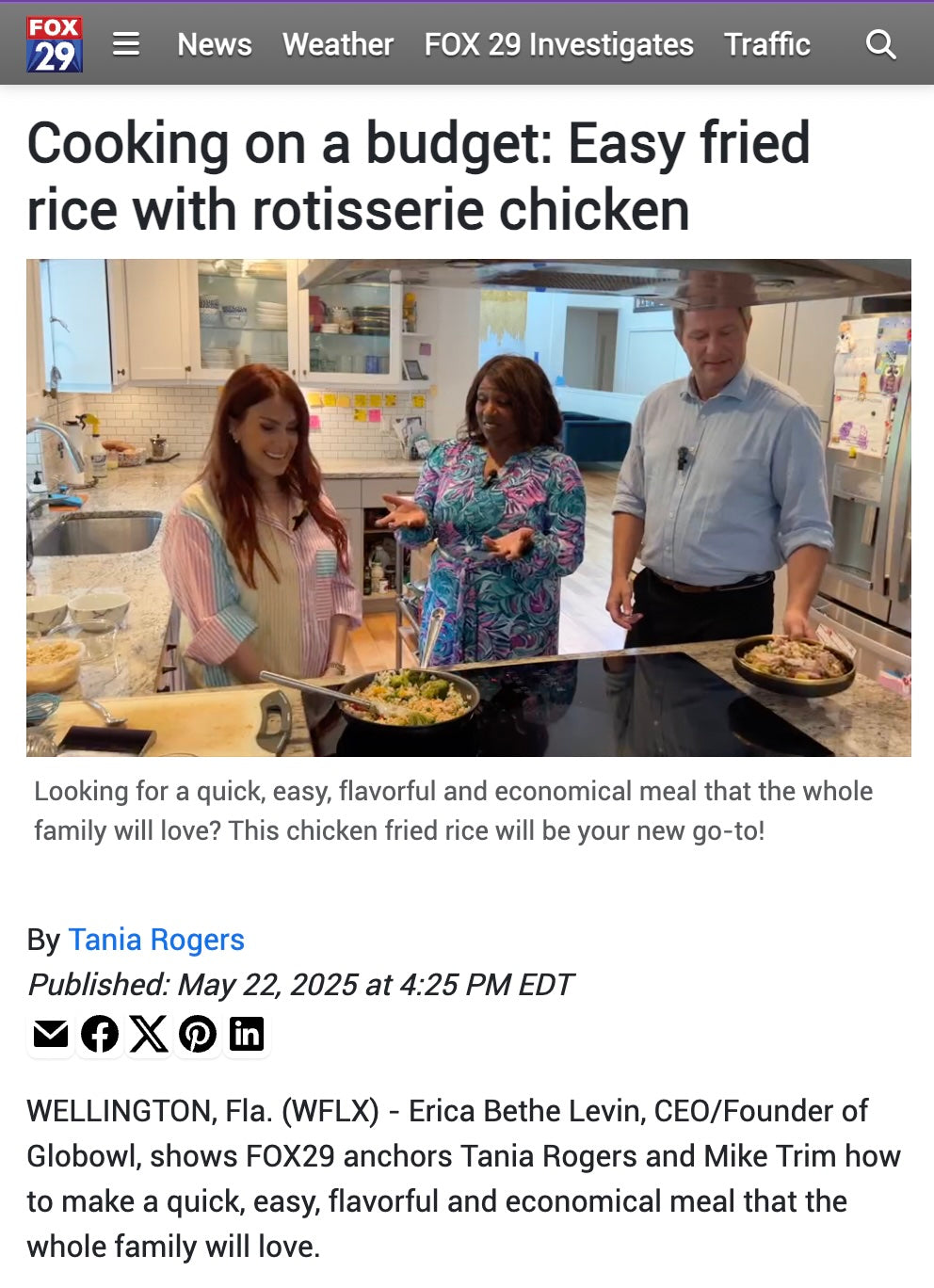 FOX29: Cooking on a Budget with Erica Bethe Levin