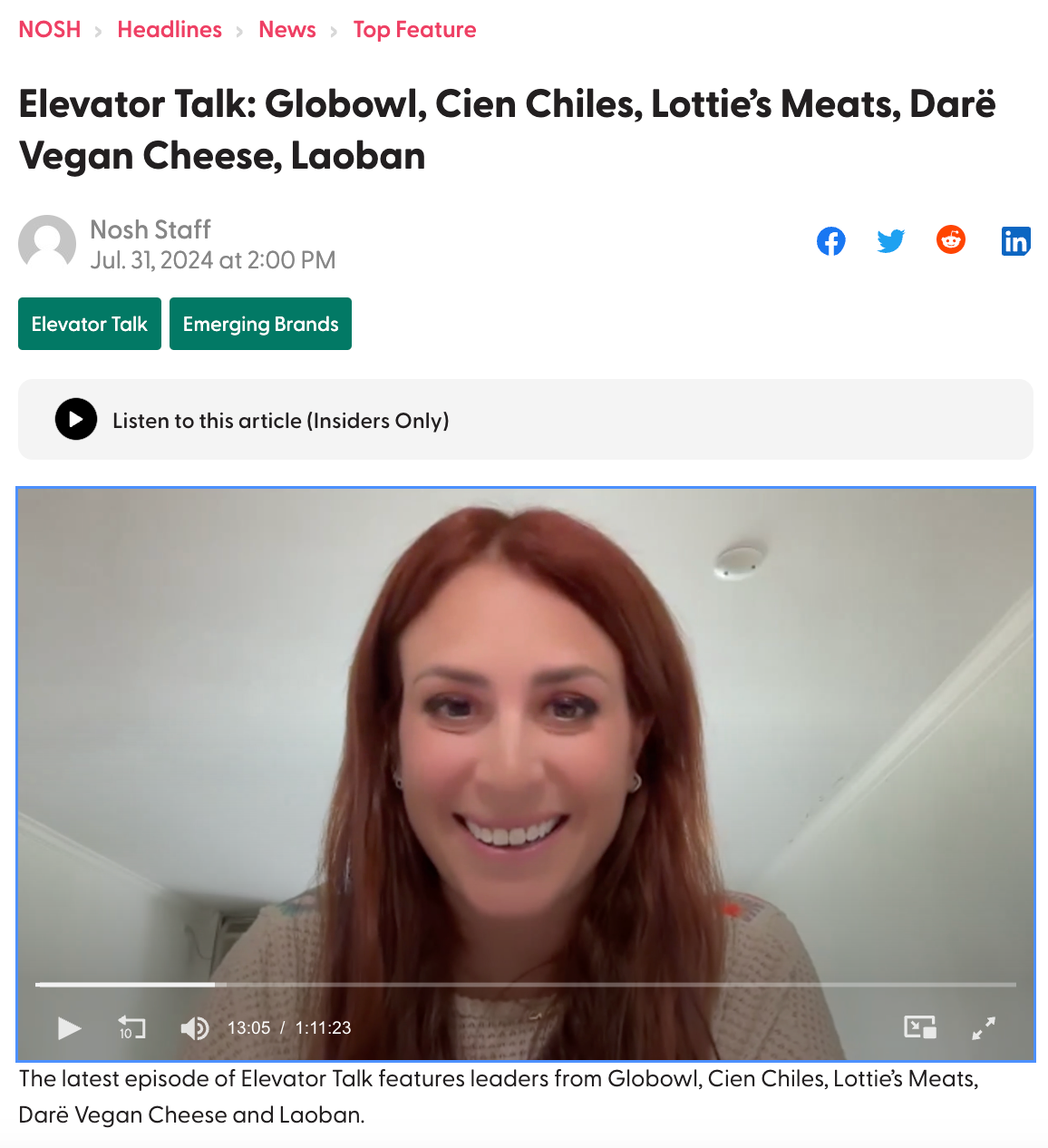 NOSH: "Elevator Talk" Series Podcast