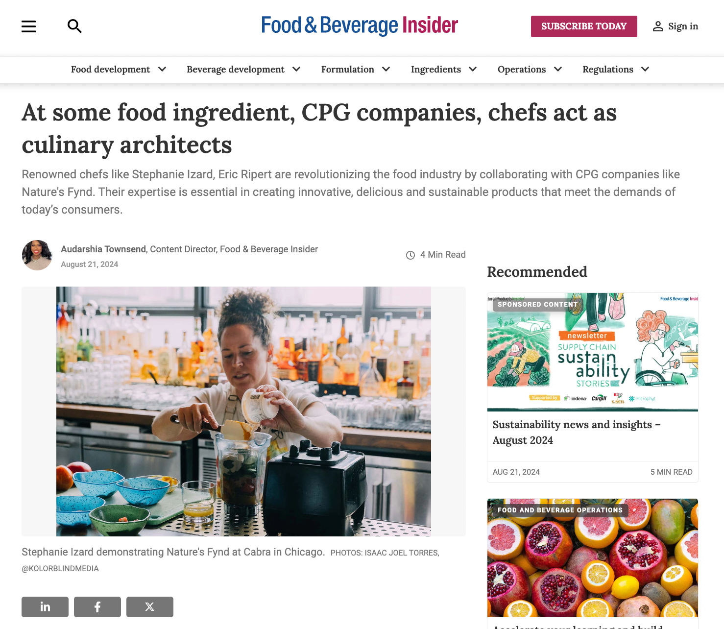 At Some Food Ingredient, CPG Companies, Chefs Act as Culinary Architects